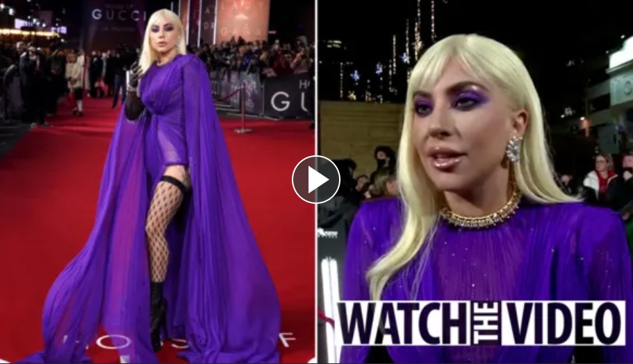 GAGA FOR GUCCI Lady Gaga wows in killer heels and purple dress for House of Gucci premiere